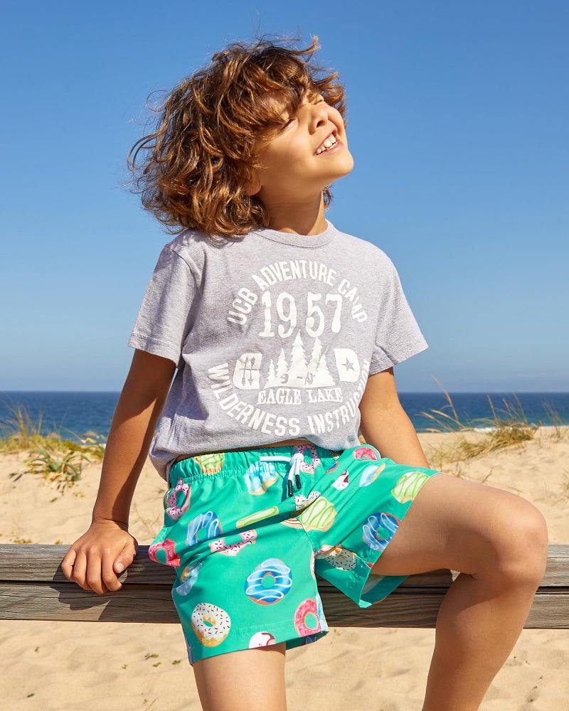 maamgic Boys Swim Trunks Toddler Swim Shorts Little Boys Bathing Suit Swimsuit Toddler Boy Swimwear,Doughnut-Green,8 T - Image 2